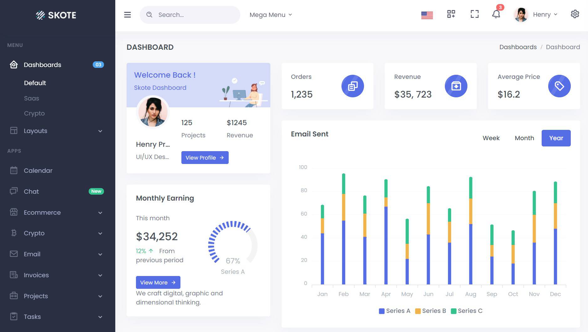 Theme Skote Admin Dashboard Template HTML 23$